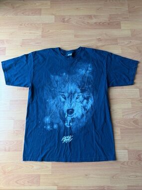 Vintage Rock Smith Lone Wolf Blue Graphic Tee USA Made  Size Large